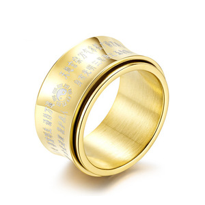 Golden Taiyi Mantra Stainless Steel <b>Ring</b> With Yin Yang Diagram For Men Jewelry Gift - Product Image 1