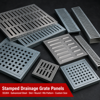 Grille de drainage métallique estampée sur mesure, couvercle de canal à fentes en acier inoxydable SS304, acier galvanisé, motif à côtes diamantées rondes, OEM