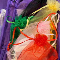 Sacs cadeaux en organza avec cordon de serrage, logo personnalisé, maille transparente haute densité, pochettes de rangement pour cosmétiques et bijoux, vente en gros