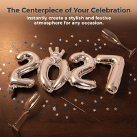 Ballon Chiffre 2027 Connecté de 16 Pouces avec Couronne, Décoration de Fête du Nouvel An, Ballon en Aluminium Mylar 2027