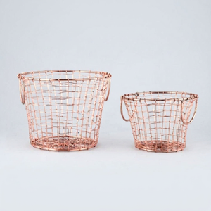 <b>Handmade</b> Customized Copper Wrought Iron Eco-Friendly Metal Storage Baskets Set 25/20/15 CM Sizes for Laundry <b>Clothes</b>-Wholesale - Product Image 1