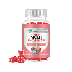 Groothandel OEM Private Label Vegan Biologische Multivitamine Gummies met B6 B12 C D3 E Biotine Echt Fruit Beauty Supplement - Product Image 1