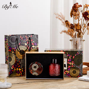 Coffret Cadeau de Luxe en Verre Gaufré pour Aromathérapie, Bougie en Cire de Soja et Diffuseur à Bâtonnets, Idéal pour Hôtels et Maisons - Product Image 2