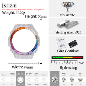 Pièces de <span class=keywords><strong>montre</strong></span> de luxe personnalisées en argent sterling 925, moissanite baguette VVS, diamants CZ colorés, boîtier de <span class=keywords><strong>montre</strong></span> octogonal arc-en-ciel pour GA2100 - Product Image 6