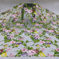 Gaun malam renda Jacquard wanita, elegan 2024 Multi Warna 3 + 4mm payet bordir pola tanaman bunga teknologi tenun