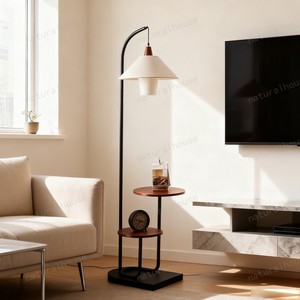 Giá nhà máy bán buôn kim loại và cao su gỗ thường vụ đèn sàn với kệ cho phòng khách phòng ngủ cạnh giường ngủ - Product Image 6