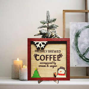 Christmas <b>party</b> <b>decorations</b> and props, including wooden Christmas coffee sign ornaments and <b>table</b> <b>decorations</b>. - Product Image 3