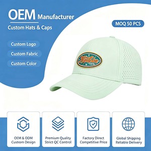 Wholesale 6-Panel Golf <b>Hat</b> with Inner Seam Tape Woven Tag Perforated Laser Cut Breathable <b>Waterproof</b> Snapback Custom Golf Cap - Product Image 1
