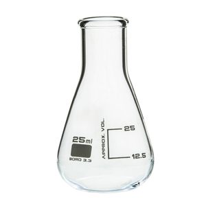 Frasco Erlenmeyer de laboratorio de grado superior, de cuello estrecho, 25 ml, hecho de vidrio borosilicato con borde reforzado - Product Image 3