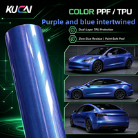 Film de protection de peinture PPF en TPU personnalisé à changement de couleur, film de covering automobile, film vinyle à changement de couleur bleu, 1,52*15m/rouleau