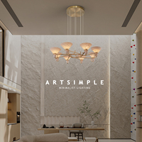 Lustre conique en marbre espagnol intemporel |   Luminaire LED circulaire en laiton pour les zones de restauration