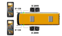 Monitor de Autobús con Pantalla AHD de 12.3 Pulgadas, Monitor de Espejo con Imágenes Dobles Divididas, Grabación Lateral, Monitor de Espejo para Camión