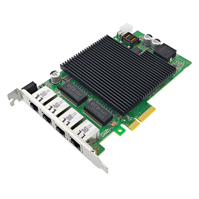 Quad Port PoE Gigabit Ethernet Card Intel I350 1000M 4 Port RJ45 LAN Adapter PCI-E X4 Server Network Cards for IPC Desktop