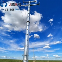 Poteau utilitaire en acier galvanisé à chaud, poteau électrique, poteau de distribution pour ligne aérienne, projet de réseau haute tension