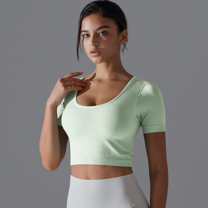 Hauts pour femmes séchage rapide respirant course sport t-shirts à manches courtes <span class=keywords><strong>haut</strong></span> <span class=keywords><strong>de</strong></span> fitness hauts <span class=keywords><strong>de</strong></span> yoga pour les femmes - Product Image 5