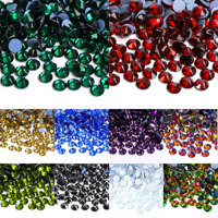 Cristaux de haute qualité à 16 facettes, 8 grands et 8 petits, avec fond en caoutchouc, strass thermocollants