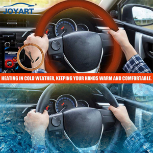 Housse de <span class=keywords><strong>volant</strong></span> de voiture en cuir PU respirant et antidérapant, adaptée à la décoration automobile de 38cm, housses de <span class=keywords><strong>volant</strong></span> chauffantes en daim - Product Image 6