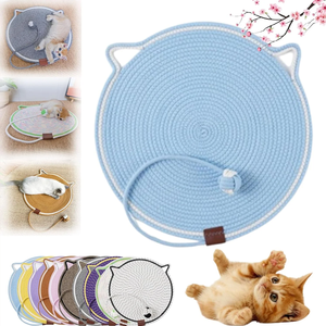 Moderne Heiz- und Kühlmatte, Umweltfreundliche Cartoon-Design Tragbare Baumwollseil-Gewebte Katzenschlafmatte, Kratzfest und Waschbar - Product Image 2