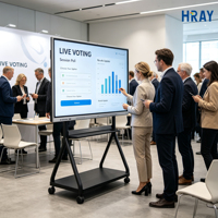 Pantalla Digital para Conferencias HRAY de 100 Pulgadas con 2 Puertos USB, Tiempo de Respuesta de 8ms, Vida Útil de 50000 Horas, Personalización OEM ODM