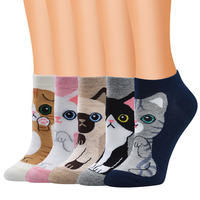 Chaussettes de cheville en coton mélangé antidérapantes de haute qualité en gros, motif animal jacquard pour femmes