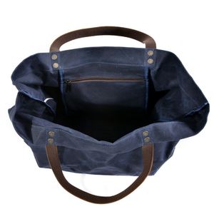 Water-Resistant Oil Wax <b>Canvas</b> Women's Men's Retro Shoulder <b>Tote</b> Bag Magnetic Button Closure Large Capacity Pleated - Product Image 3