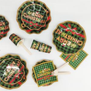 DAMAI Wholesale Merry Christmas Hat Bell Disposable Tableware Children Party Plates Xmas Dinnerware Set Paper Napkin Cups Plates - Product Image 3