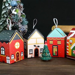Christmas House Shaped Gift <b>Boxes</b>, Paper Candy Treat <b>Boxes</b> with Handles for Holiday <b>Party</b> - Product Image 4