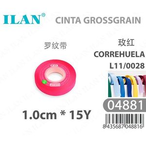 ริบบิ้น ILAN Grosgrain ขนาด 1.0 ซม. ยาว 15 หลา สีแดงกุหลาบ รุ่น Correhuela L11/0028 - Product Image 1