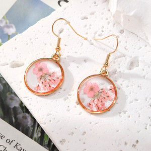 Original Pastoral Style Pink Dried <b>Flower</b> Drop Earrings Heart Butterfly Floral Dangle Earrings Handmade <b>Sweet</b> Women Jewelry - Product Image 3