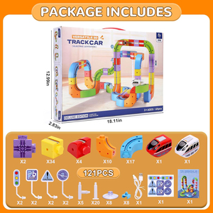 รถไฟ 3 มิติ <span class=keywords><strong>Infinity</strong></span> Racer รุ่นใหม่ 121 ชิ้น พร้อมรถ 2 คัน ชุดรถไฟไฟฟ้า 3 มิติ STEM สำหรับเด็ก ประกอบรางได้เอง - Product Image 6