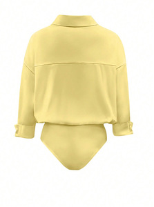 Combinaison moulante unie à col en V pour femme – Tendance et élégante - Product Image 6