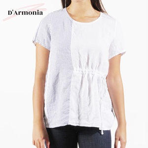 100% Bông Áo Cho Phụ Nữ Ý Thiết Kế Ngắn Tay Áo T Áo Sơ Mi Mùa Hè Hàng Đầu Với Tính Năng Thoáng Khí Dệt Mô Hình Mới Đến - Product Image 1