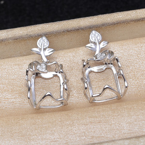 S925 <b>Silver</b> DIY Accessories 12*16mm Baroque Set Hollow Base Rose Square Shape 3mm 6mm Size Pearl <b>Beads</b> for Jewelry Making 6095 - Product Image 4