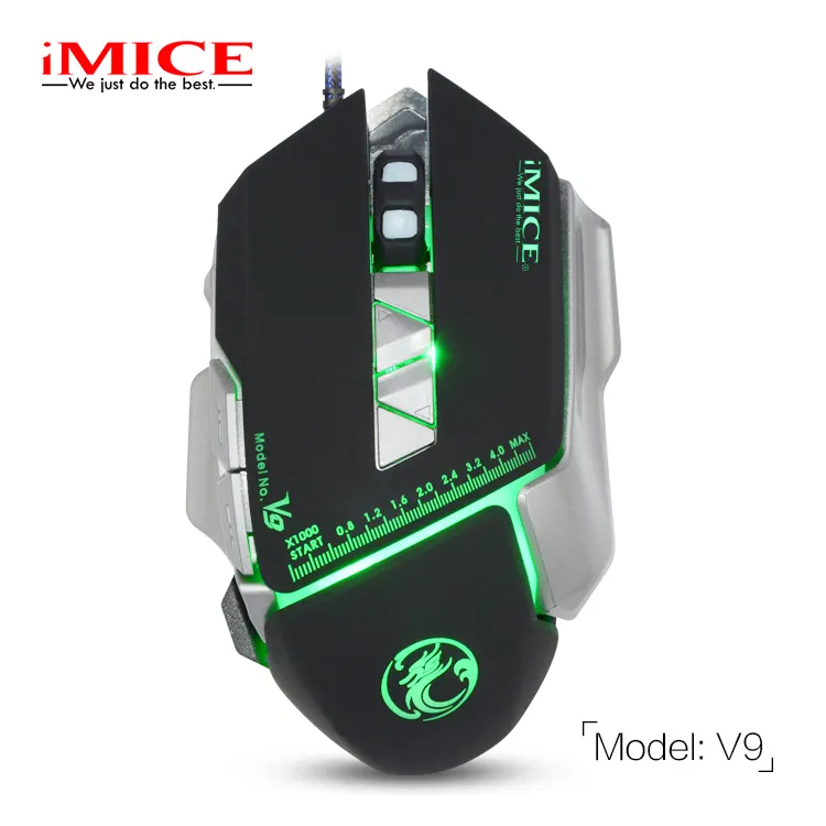 IMICE V9-ratón con cable y e-sports, juego de cuatro colores, 4000 dpi, macro-Programa, teclado personalizado compuesto 7