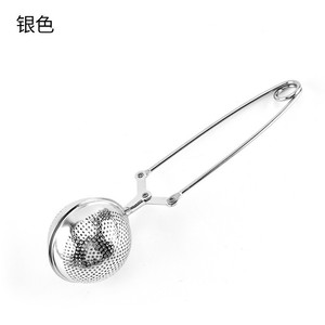 Factory wholesale tea strainer, hand <b>clip</b>, round tea ball, tea brewing set accessories, stainless steel handle, tea infuser, - Product Image 4