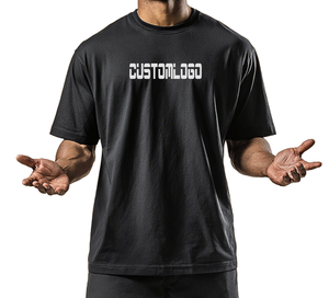 Camiseta Negra Personalizada con Logotipo para Hombre, Manga Corta, Cuello Redondo, Corte Regular, Algodón Jersey, Estilo Casual, Diseño con Letra Estampada en la Parte Delantera - Product Image 1