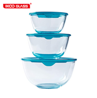 Ensemble de bols à salade en borosilicate poli, écologiques, personnalisables et compatibles micro-ondes, avec couvercle, vente en gros