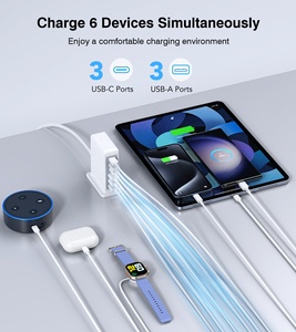 Caricabatterie USB Type C HNT GaN 100W 3A3C Port PD+QC da Viaggio con OVP OTP, Mini Caricatore Rapido Compatto per <span class=keywords><strong>iPhone</strong></span> 17/16/15/14/13 <span class=keywords><strong>Pro</strong></span> Max - Product Image 2