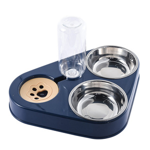 Cuenco doble para mascotas, sin derrames, cuenco de agua para perros y gatos, sin boca húmeda, barba húmeda, bebida automática para evitar derrames, comida para perros y gatos, cuenco para mascotas - Product Image 4