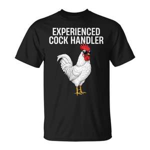 Camiseta con estampado de camionero de gallos experimentado, color negro, talla M para hombre, humor adulto, cuello redondo, manga corta, impresión digital - Product Image 1