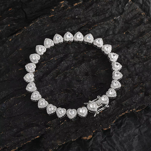 New <b>Love</b> Zircon <b>Bracelet</b> Women's Tennis Chain Heart-shaped Men's <b>Bracelet</b> Couple Stacked Wind Tanjing Fashion Lijing Necklace - Product Image 3