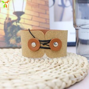 PU Leather Coffee Cup Sleeves Heat-Resistant <b>Cork</b> Leather Cup Cover Protective <b>Bottle</b> Holder - Product Image 2