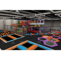 Parco Trampolini Indoor Hanlin Spider Tower con Telaio in Acciaio Inossidabile ad Alta Resistenza, Materiale PVC, Altezza 6m, Dimensioni Personalizzabili