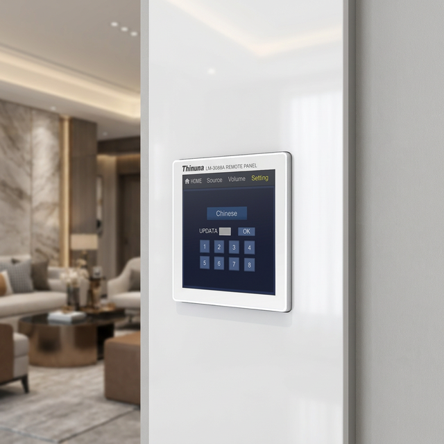 Thinuna LM-3088A II PA System 4" Touchscreen Wall Control Panel with Blue-tooth 5.0 & Line Input RS-485 Smart Audio Controller