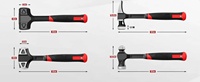 Offre Spéciale : Ensemble de marteaux en acier au carbone forgé – Marteau à tête sphérique de 24 oz (2 lb), Marteau à griffes de 20 oz, et Maillet de 3 lb