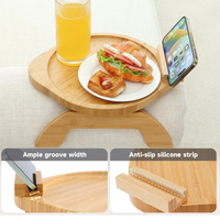 Nouveau design – Plateau de canapé individuel en bambou avec support de téléphone rotatif à 360° à clipser pour salon et cuisine (vente en gros)