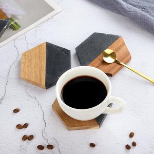 Posavasos Personalizado Dormake de Madera de Acacia Hexagonal Negra de 5mm, Ecológico, Protector de Mesa, para Té - Product Image 3