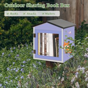 Venta al por mayor pequeña biblioteca caja de madera al aire libre impermeable caja de libros gabinete de madera <span class=keywords><strong>para</strong></span> compartir libros - Product Image 3