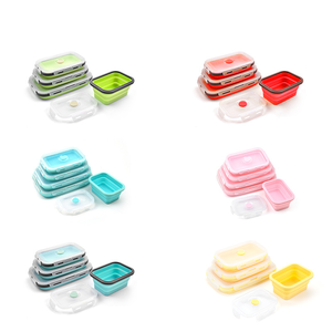 350ML Silicone <span class=keywords><strong>Rectangle</strong></span> Pliable Conteneur De Stockage Pliable Ensemble Conteneur Alimentaire Chauffable avec Faible quantité minimale de commande Drop Shipping Boîte À Lunch - Product Image 4