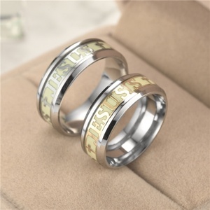 Anillo con Diseño de Alfabeto, Joyería Religiosa, Anillo con Cruz de Jesús e Iniciales para Hombre, Anillo Luminoso que Brilla en la Oscuridad - Product Image 4